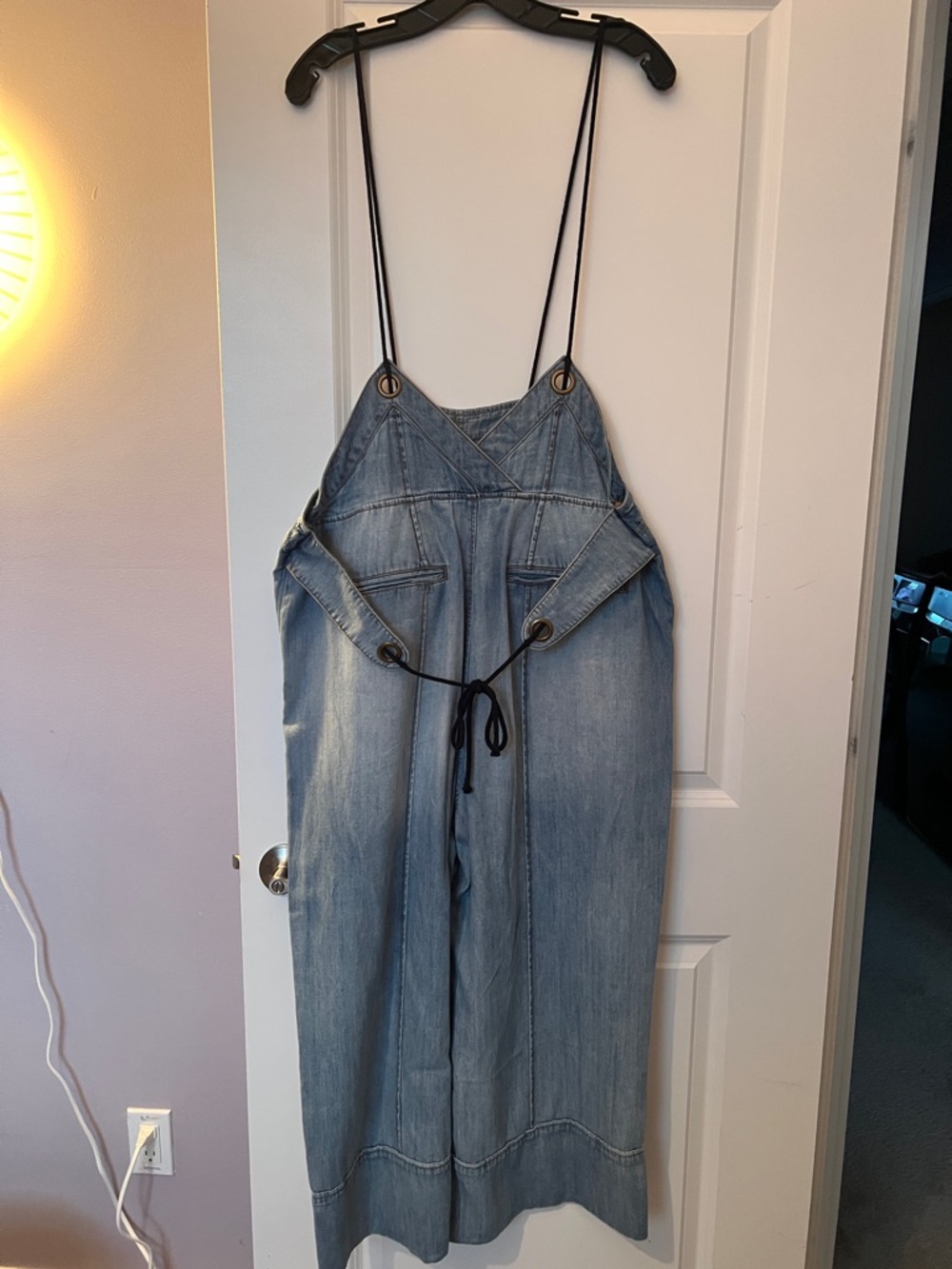 Pilcro Light Blue Denim Women's Overalls Jeans with Thin Straps - Picture 3 of 3